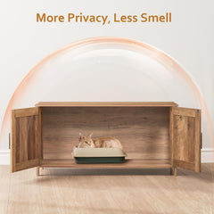 Homhedy cat washroom furniture rustic walnut side view highlighting private pet space