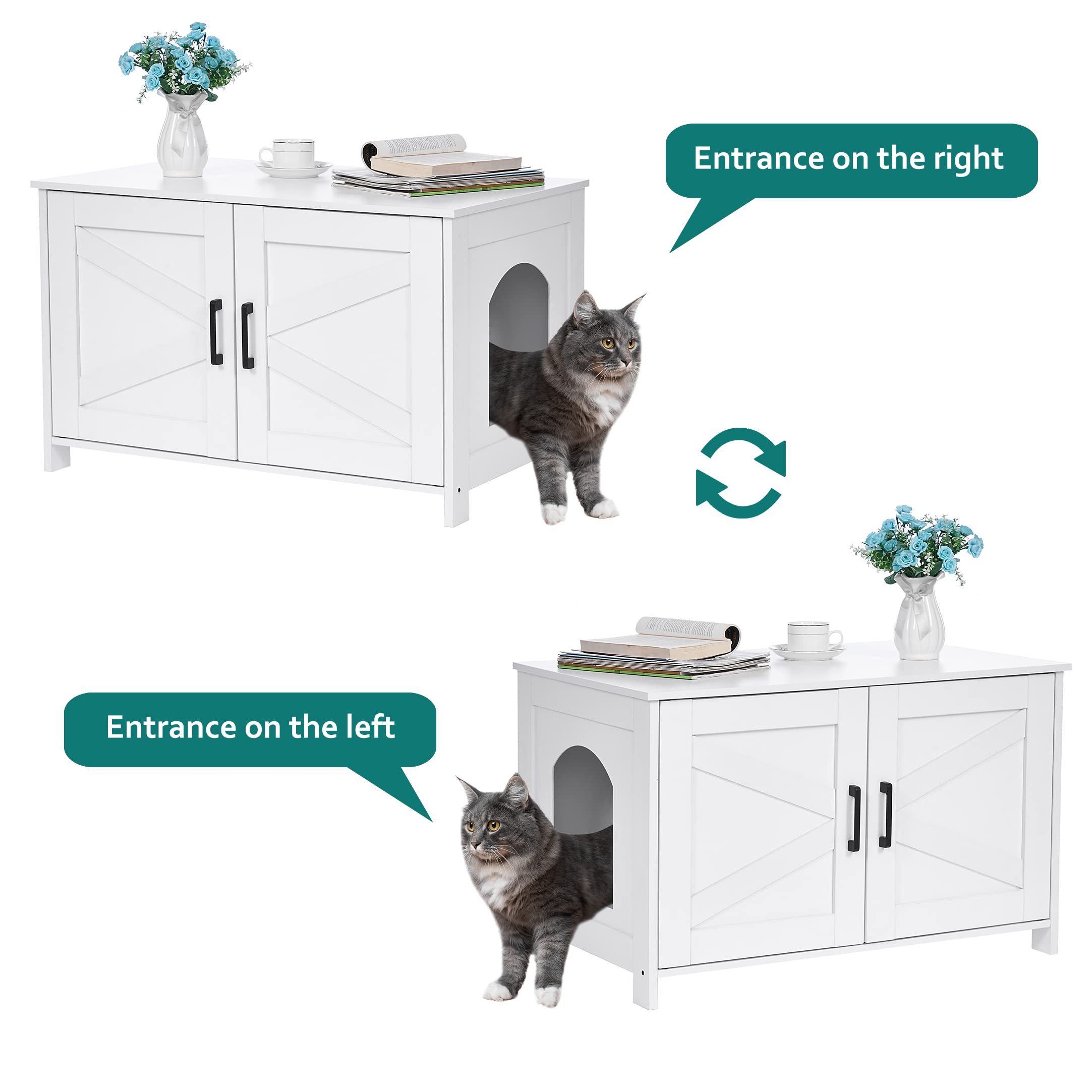 Homhedy double cabinet doors enable daily scooping and tidy storage.