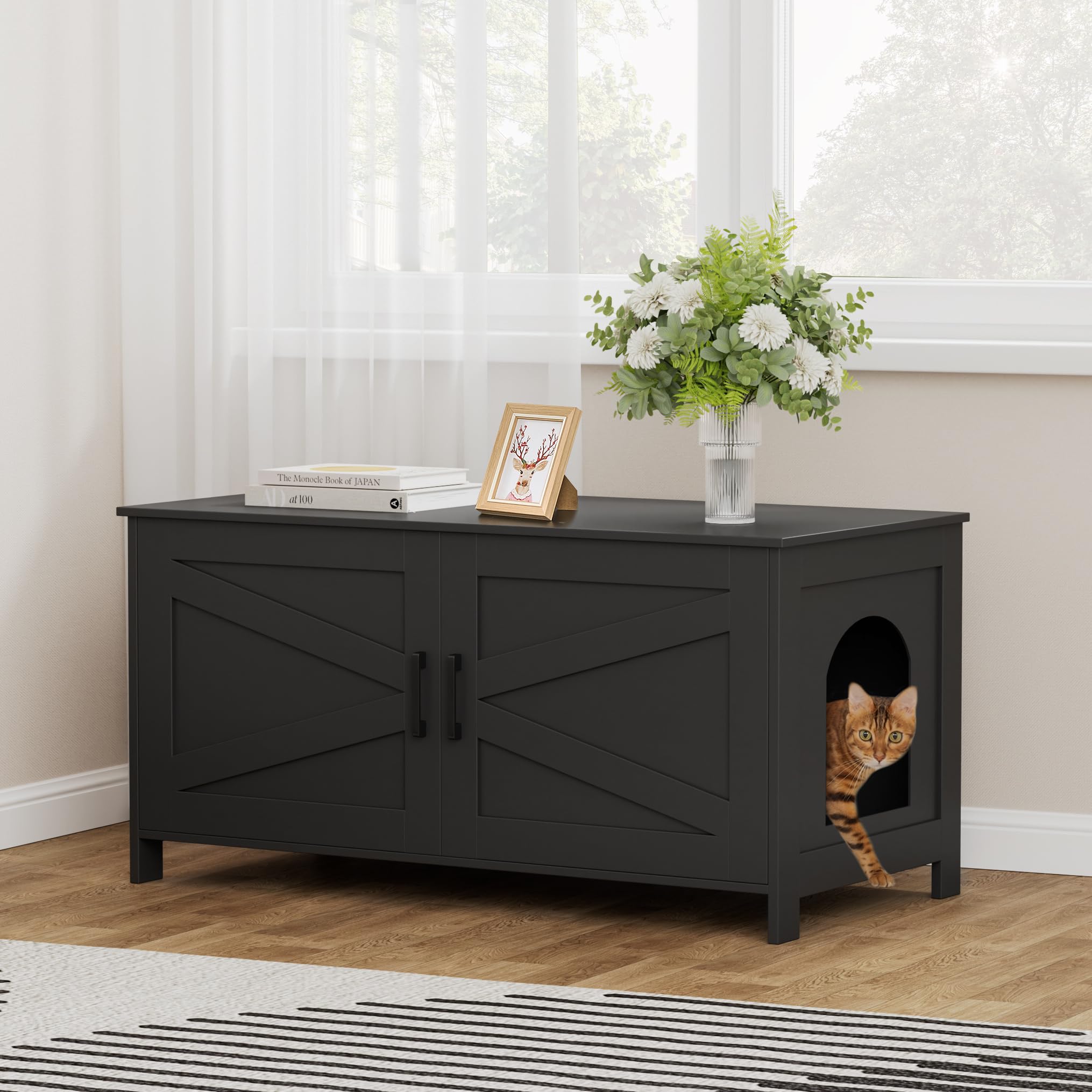 Homhedy double-doors open/close emphasize easy scooping and storage