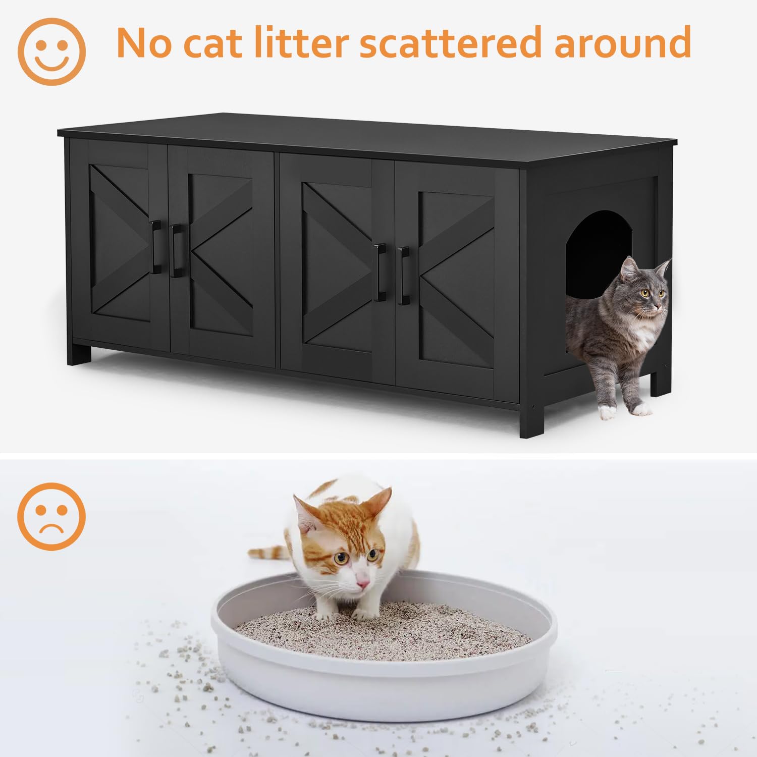Homhedy litter box enclosure doors open for easy scooping and storage