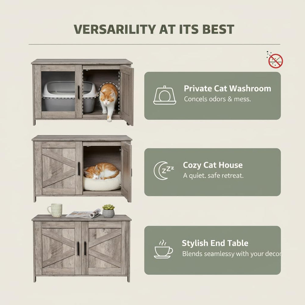 Homhedy litter box enclosure side view; compact footprint fits into living spaces