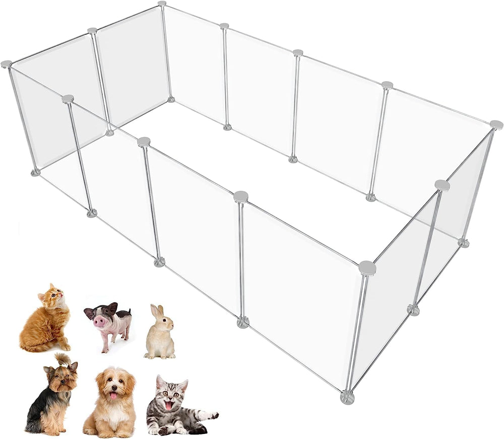 HOMICKER Pet Playpen assembly panels demonstrate quick setup for customizable play areas.