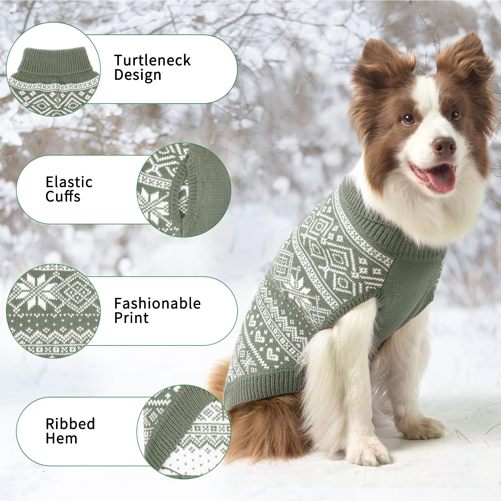 Homimp Argyle dog sweater back view demonstrates cozy warmth and chest coverage