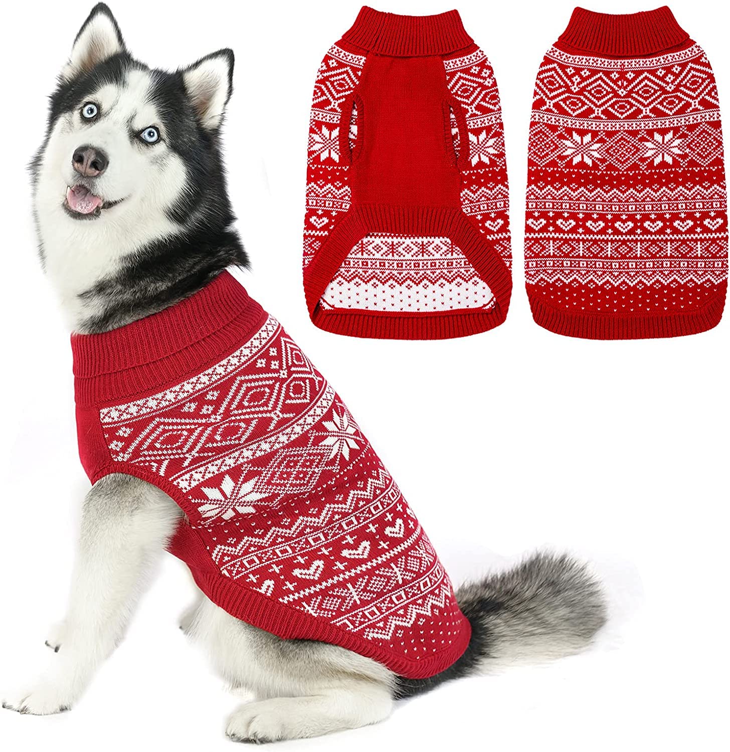 Homimp Argyle dog sweater front view shows cozy warmth for winter walks