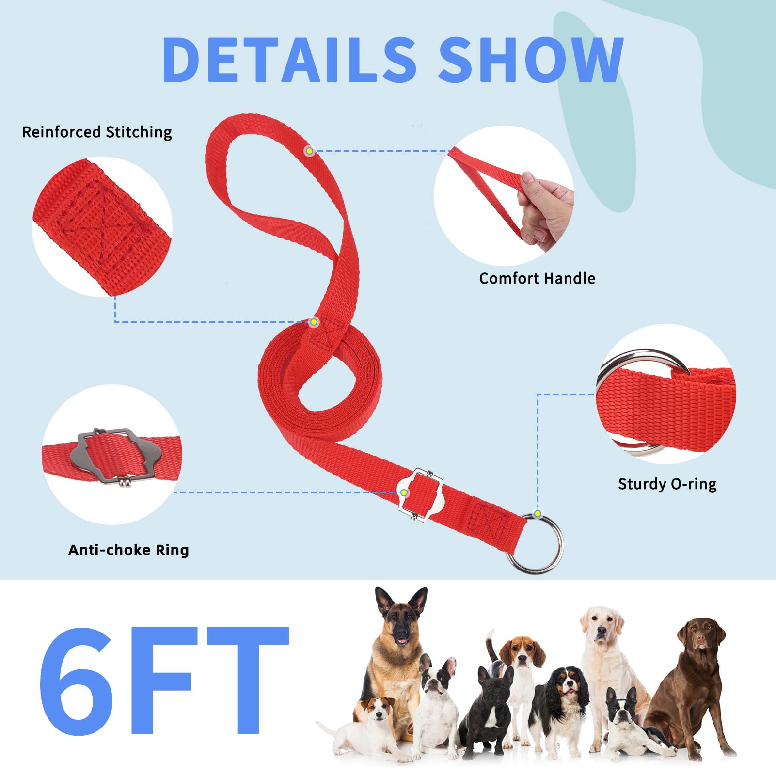 Homimp heavy-duty slip lead nylon demonstrates strength for larger dogs and demanding tasks.