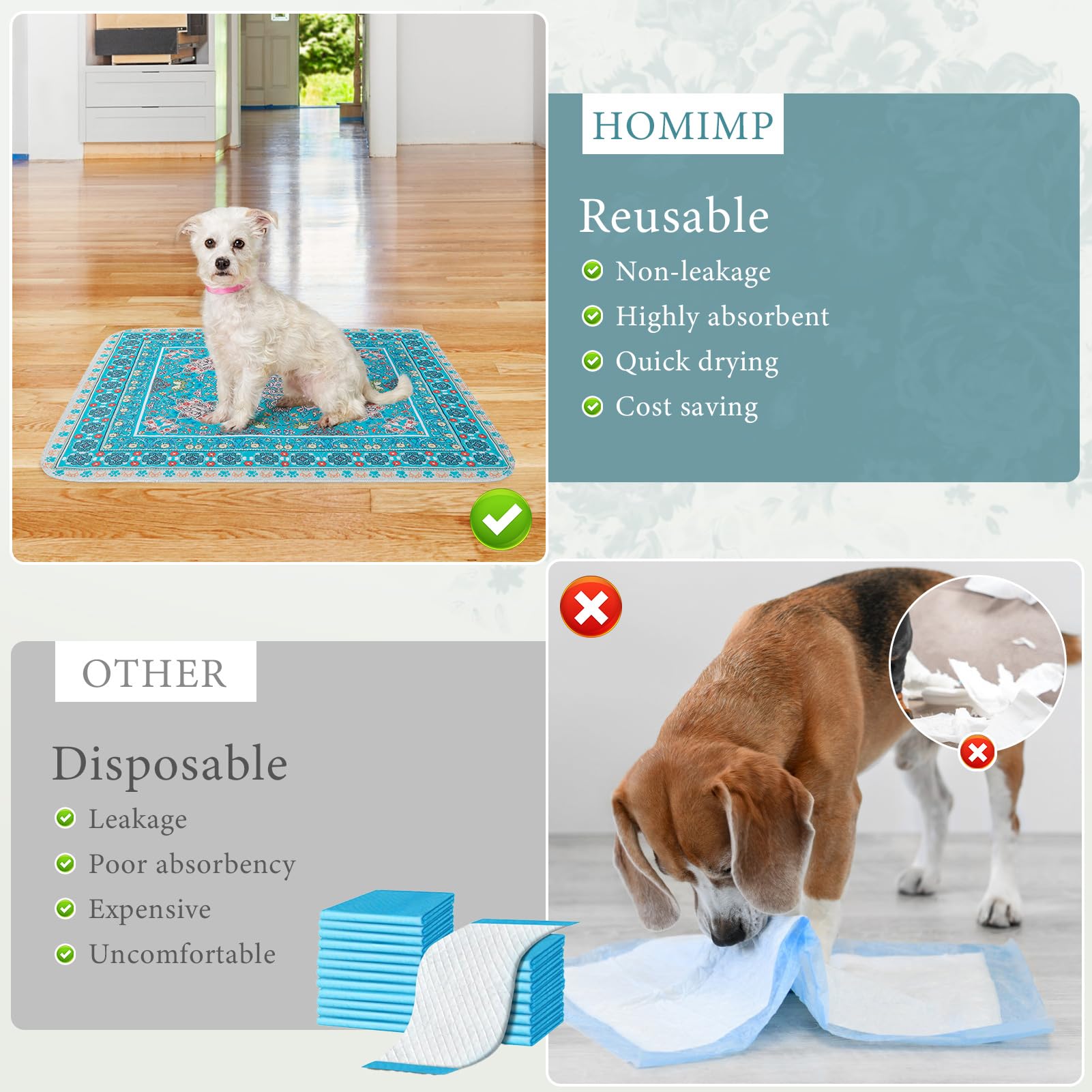 Homimp three-sizes option image shows adaptable pads for different rooms and training needs.