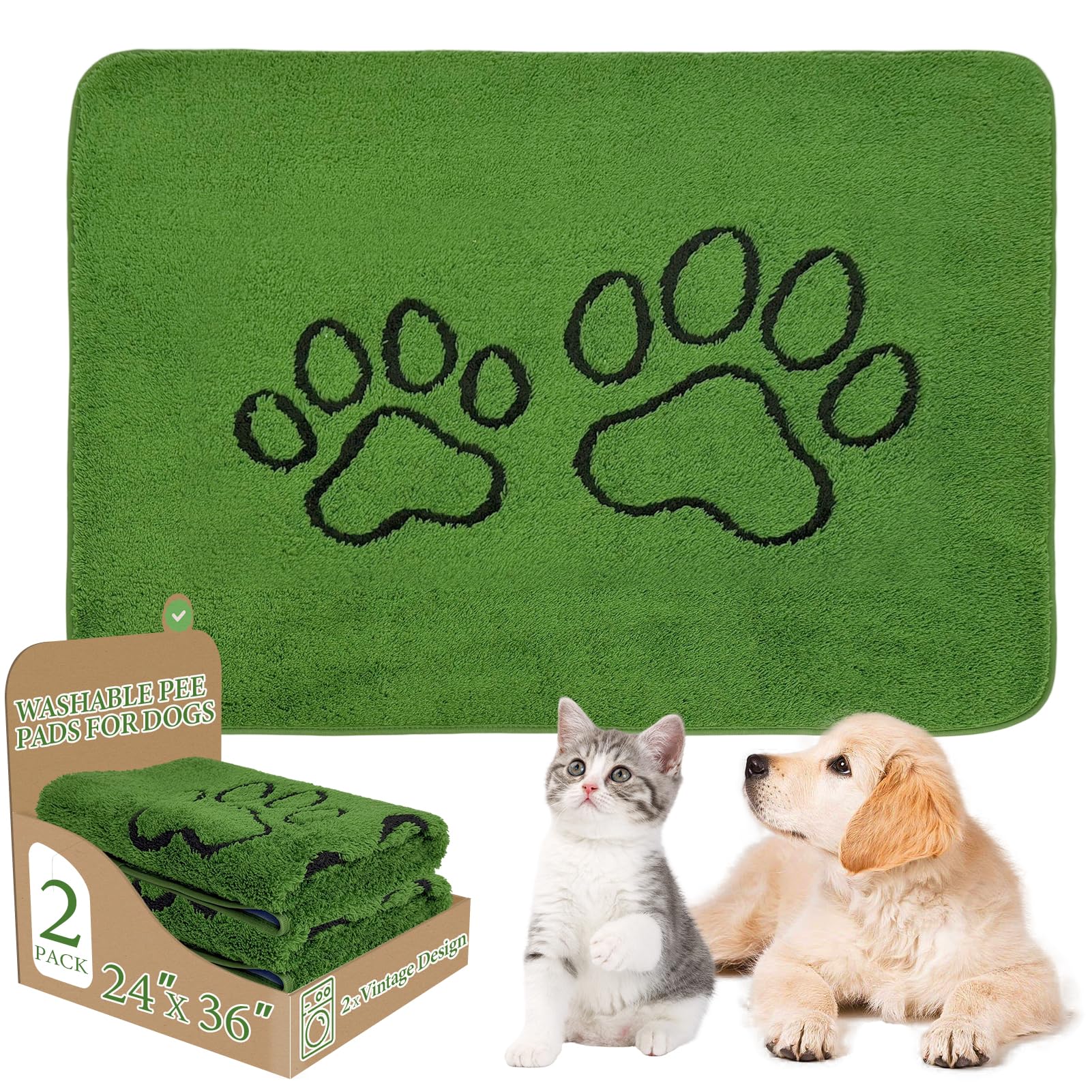 Homimp washable pee pad 2-pack with anti-slip dots provides secure floor grip.