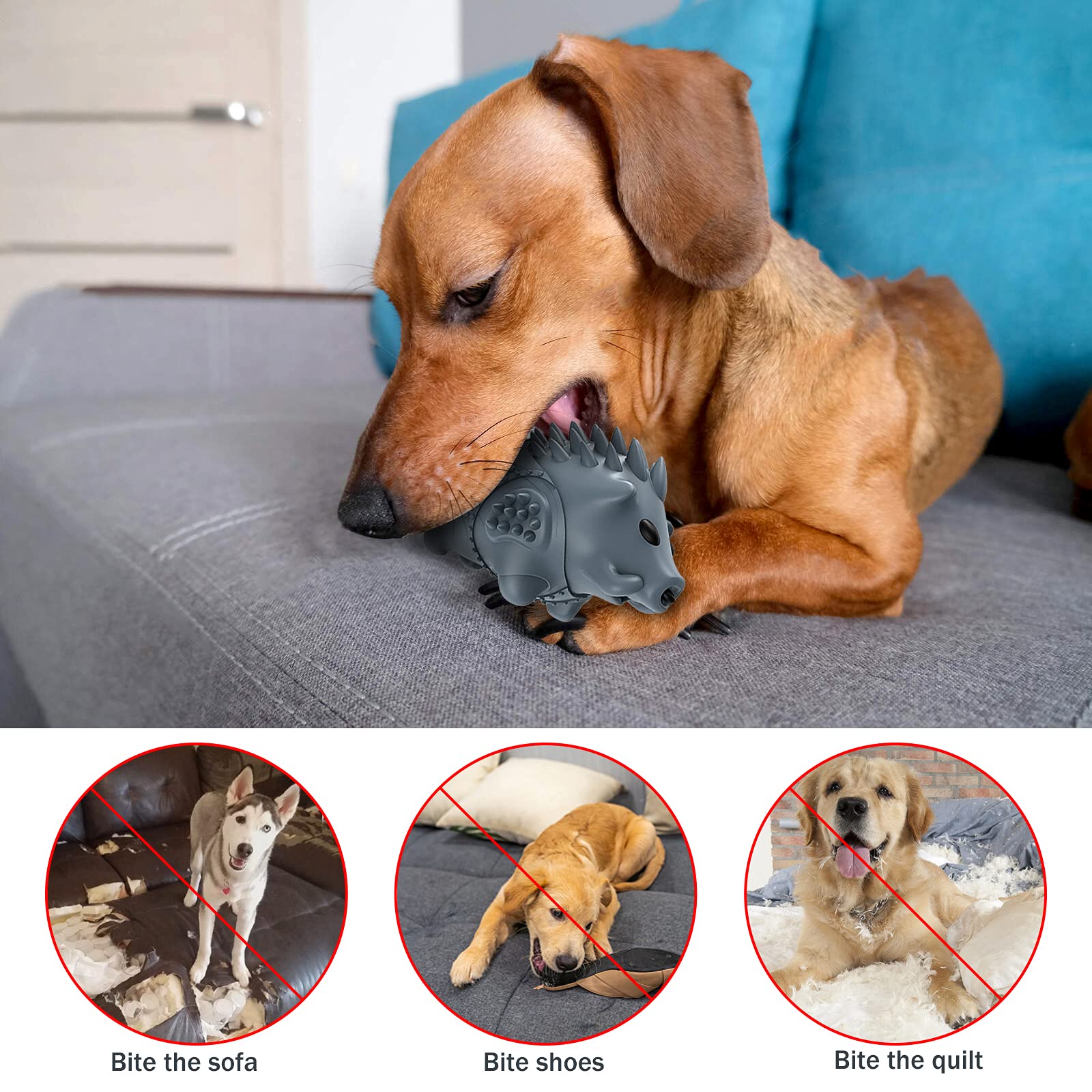 Homipooty raised textures help clean teeth while chewing