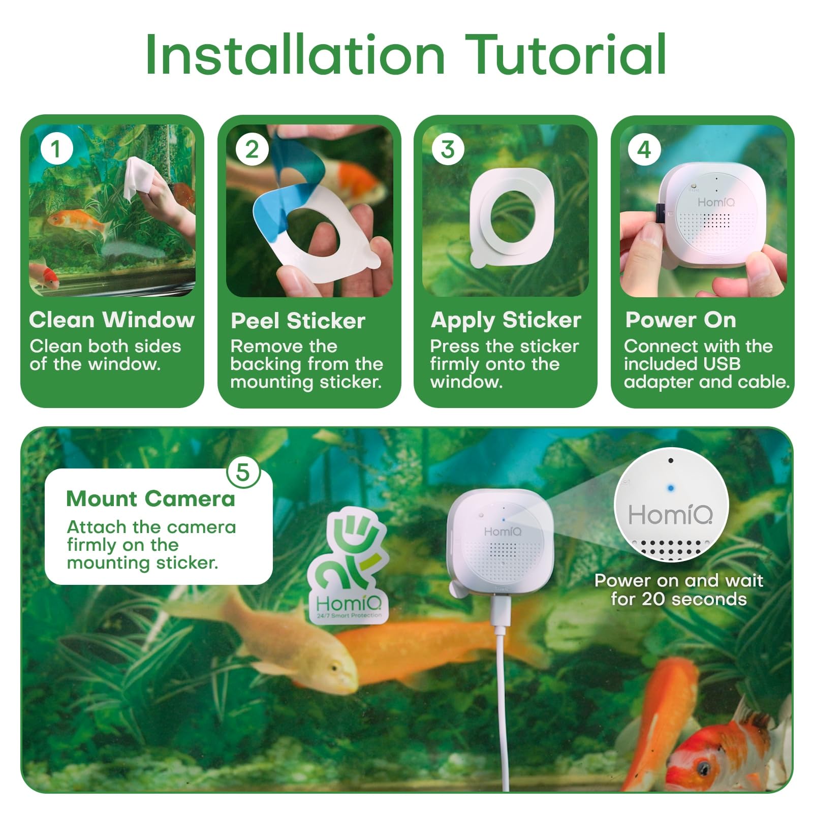 HomiQ reptile camera magnetic mount enables tool-free installation.