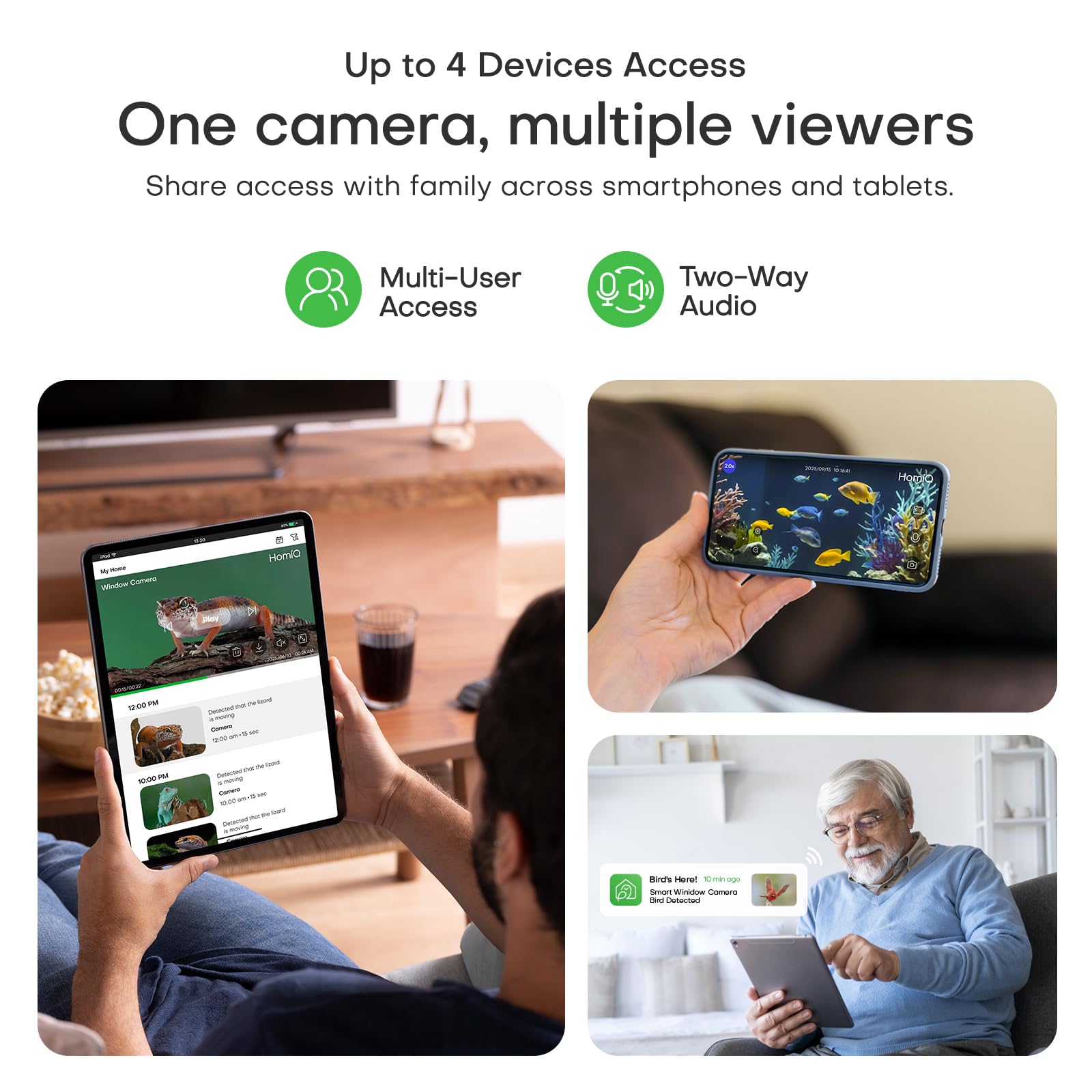 HomiQ reptile camera supports local microSD or encrypted cloud storage.