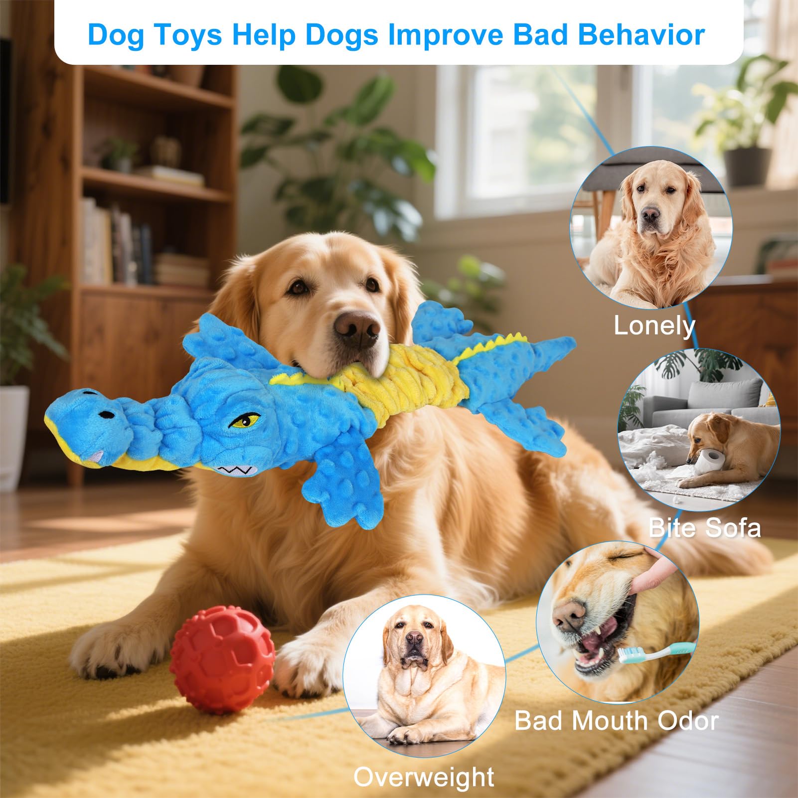 Homounter all-sizes crocodile plush suitable for small and large dogs