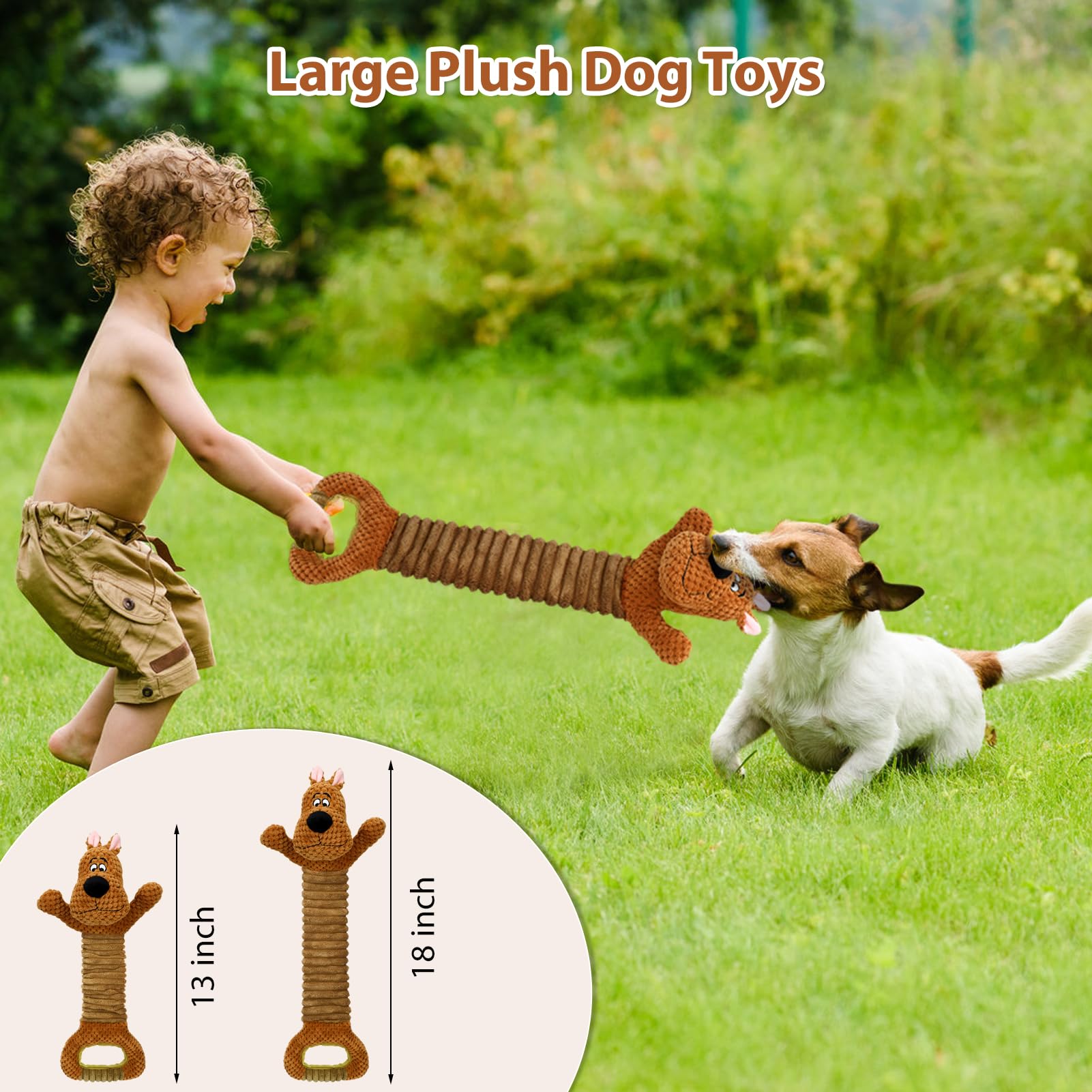 Homounter plush dog toy with crinkle paper for sensory delight