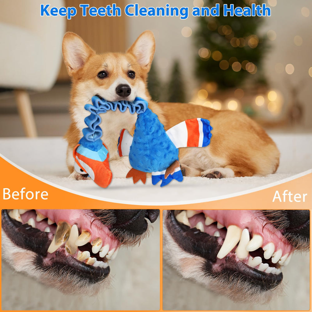 Homounter toucan toy with elastic neck enabling playful pull interaction
