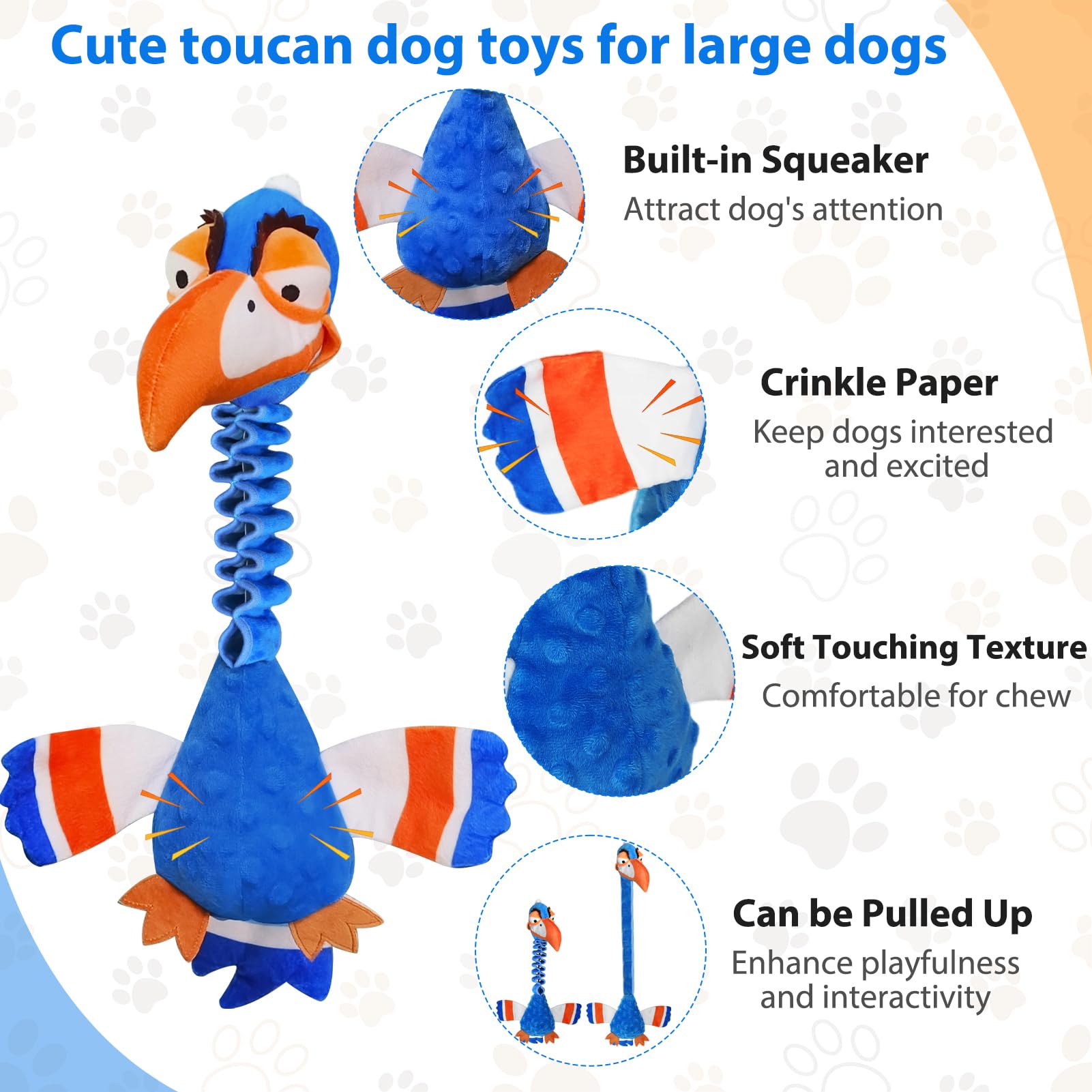 Homounter toucan wings with crinkle paper for tactile and audible engagement