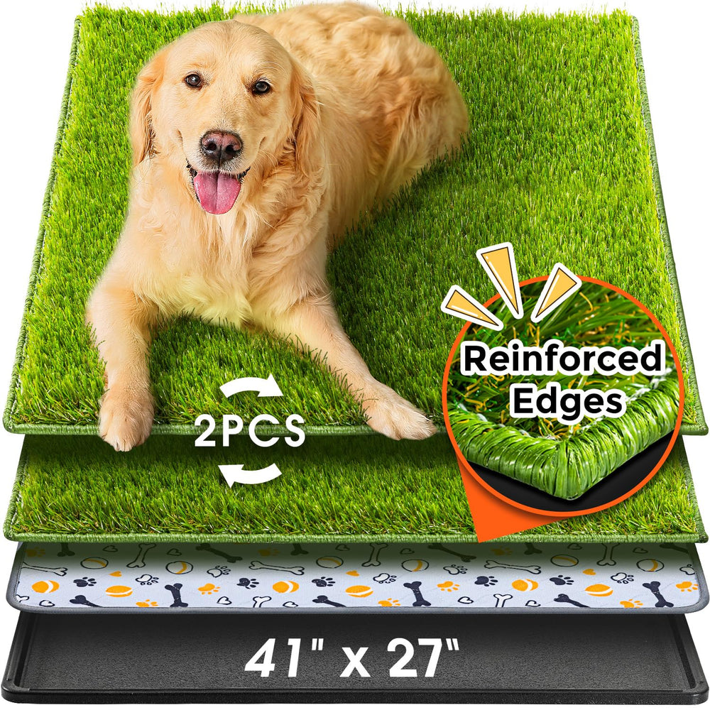 Hompet dog grass pad large 41x27 showing realistic turf for indoor potty training
