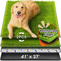 Hompet dog grass pad large 41x27 showing realistic turf for indoor potty training