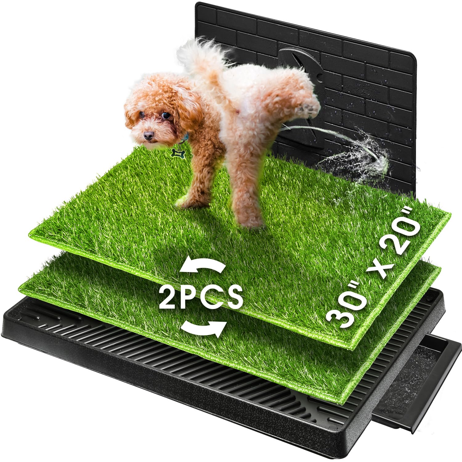 Hompet dog grass pad with tray large for indoor use and easy cleanup.