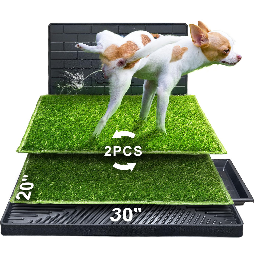 Hompet dog potty top view with grass pad for indoor training and easy cleanup.