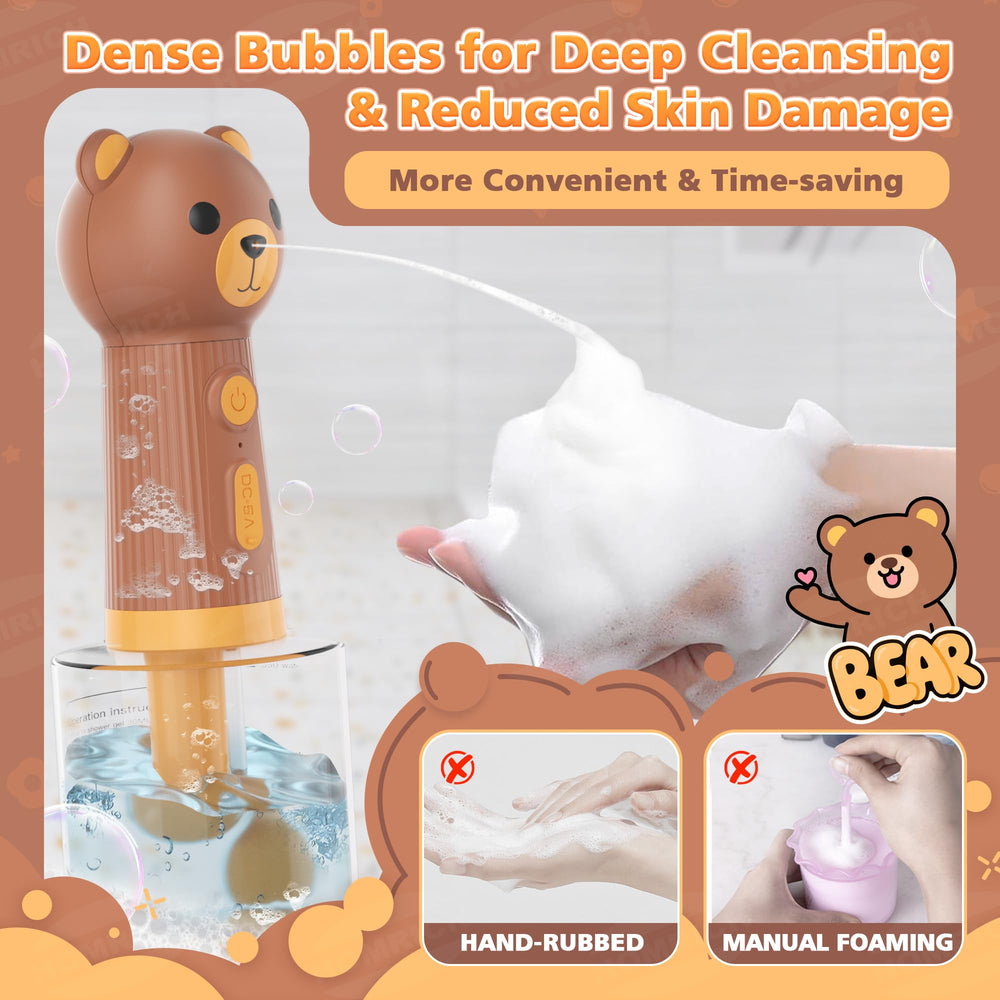 Homrich 400ml foam dispenser showcases ample capacity for longer baths.