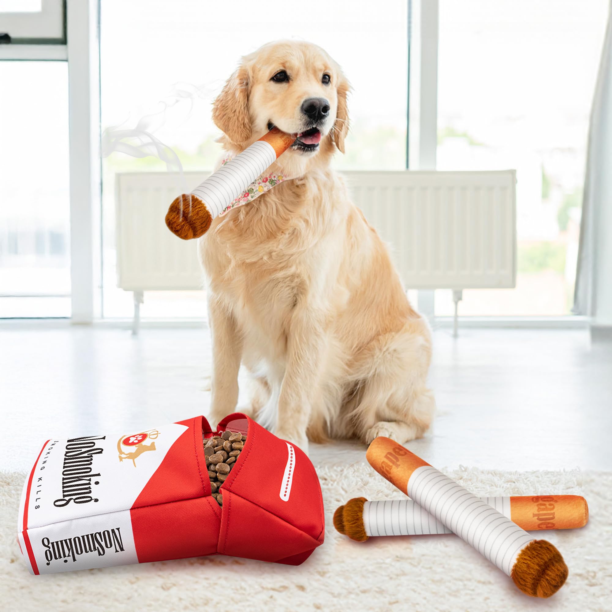 Homrich Cigarette Dog Toy Large Box, promotes interactive play for dogs.
