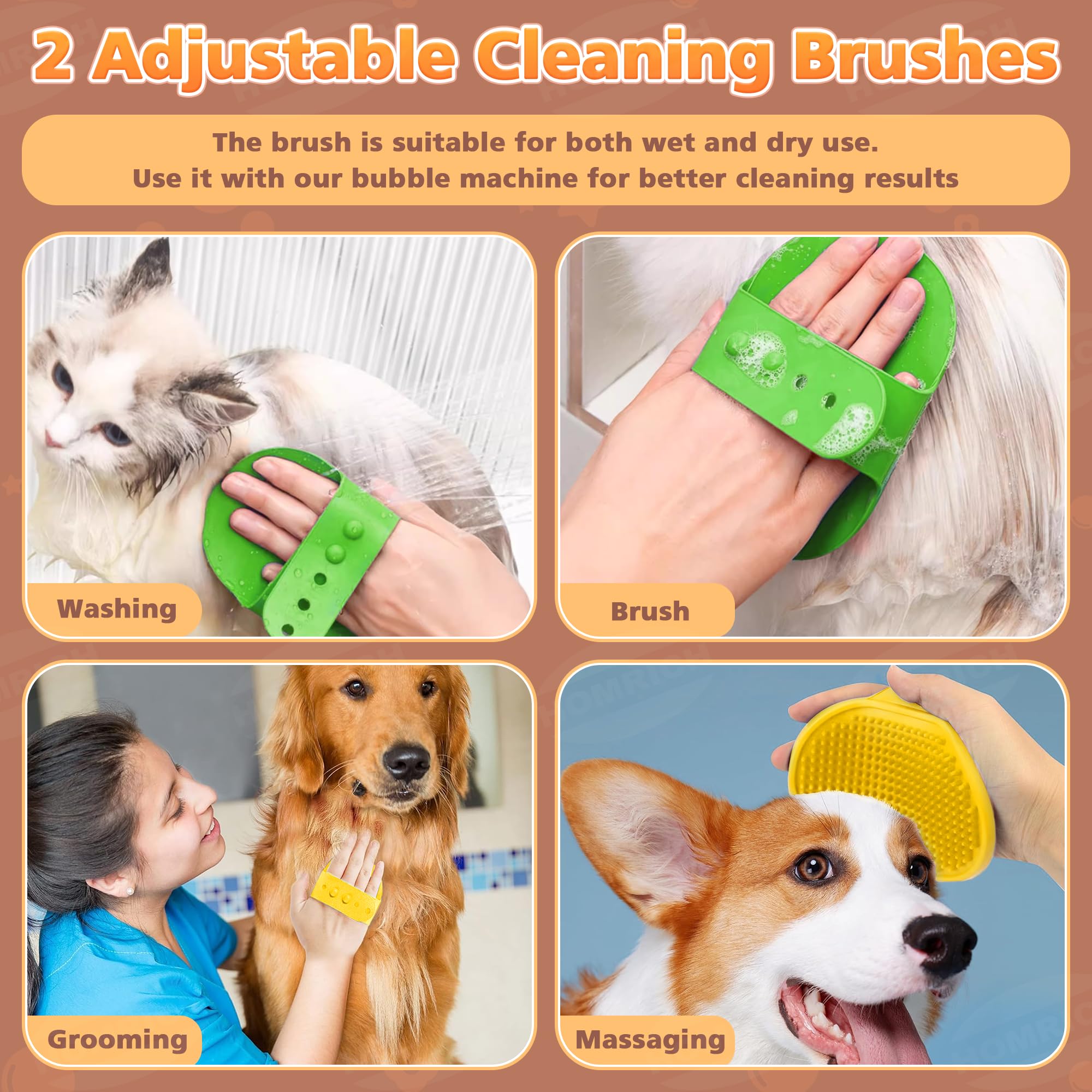 Homrich cute bear foam dispenser emphasizes compact portability for pet baths.