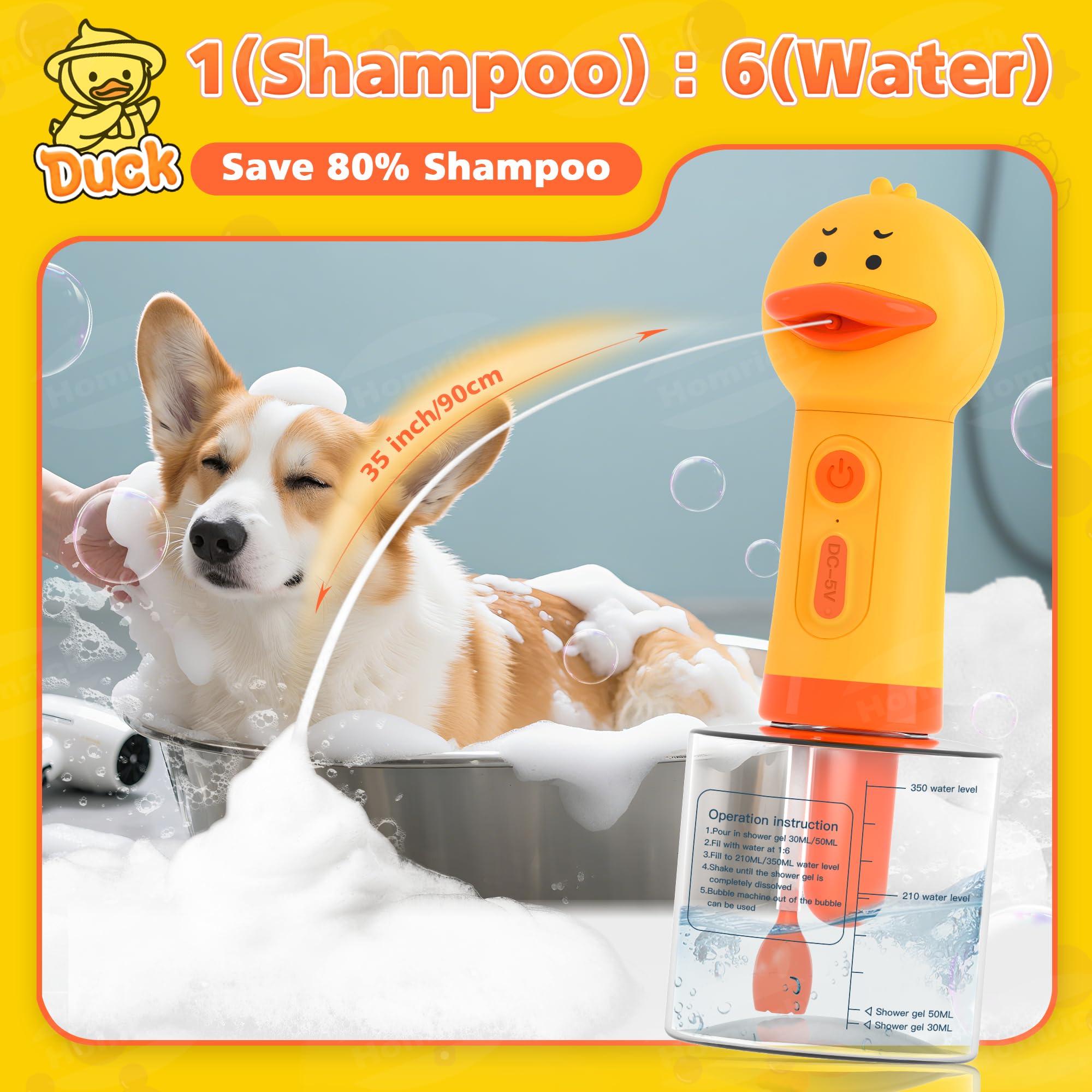 Homrich dog shampoo foamer delivers rich foam for safe, thorough pet cleaning.