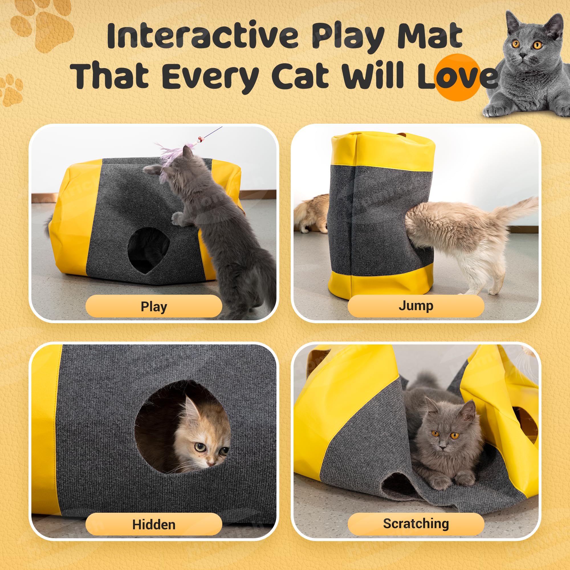 Homrich Interactive Cat Tunnel opened to reveal play area for curious kittens.