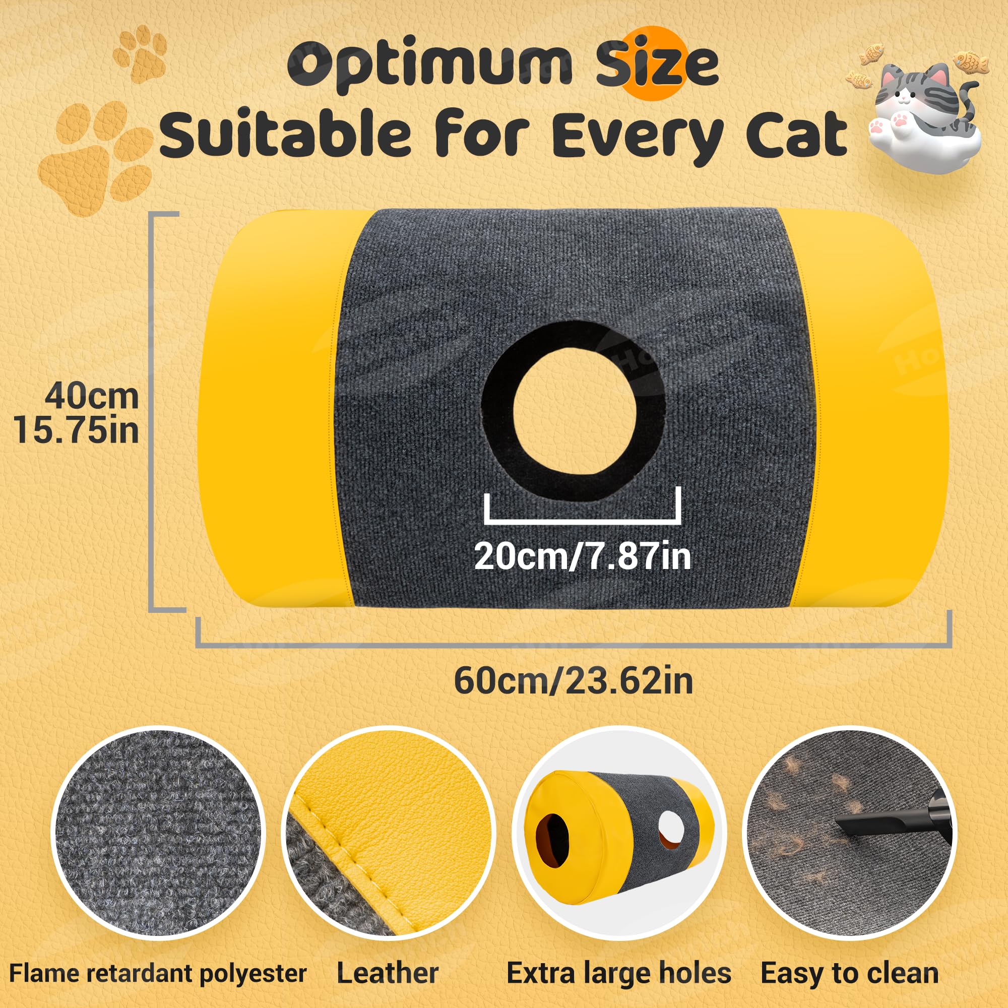 Homrich Interactive Cat Tunnel shows scratching surface to protect furniture.