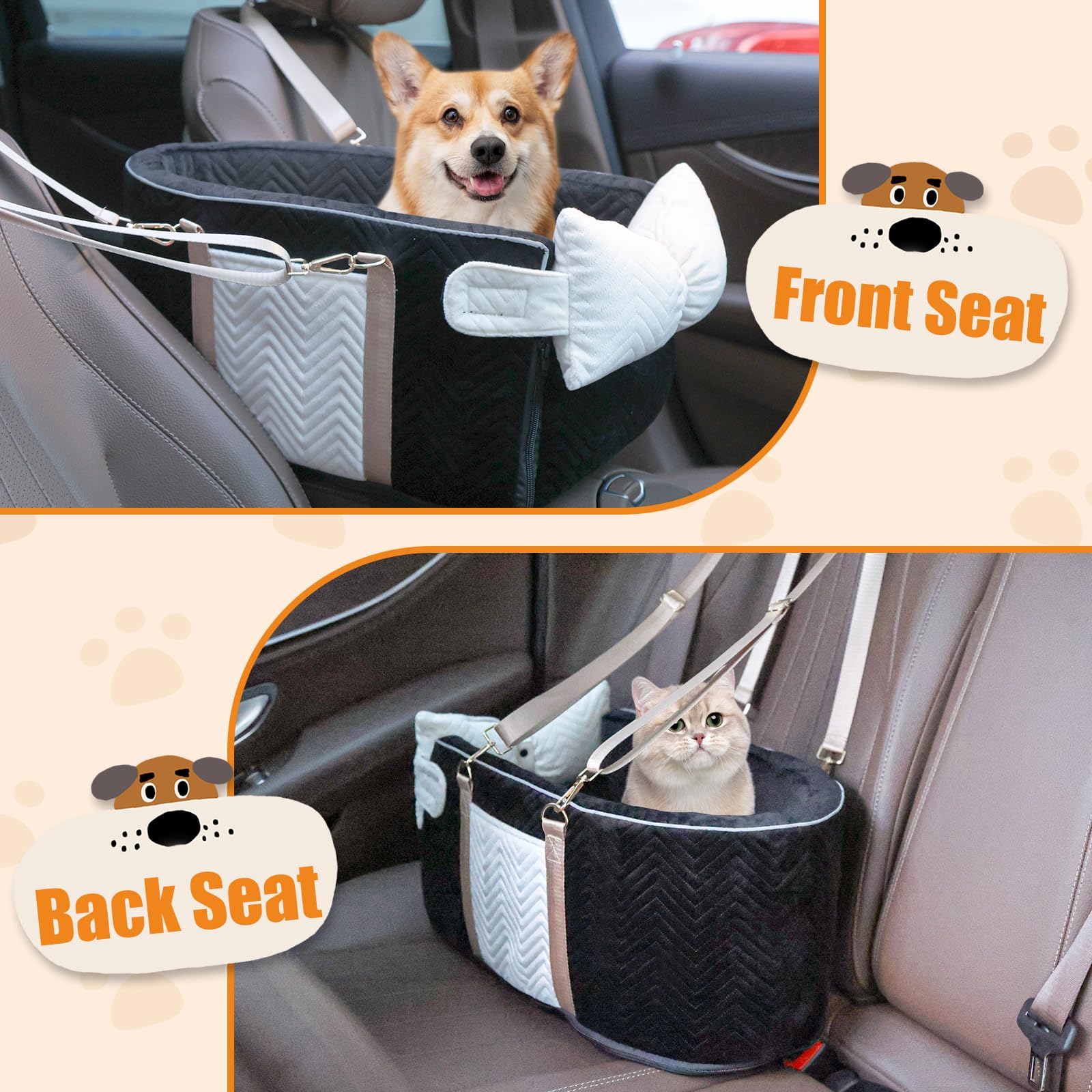 Homsunyi dog car seat non-slip bottom stays in place during drives.