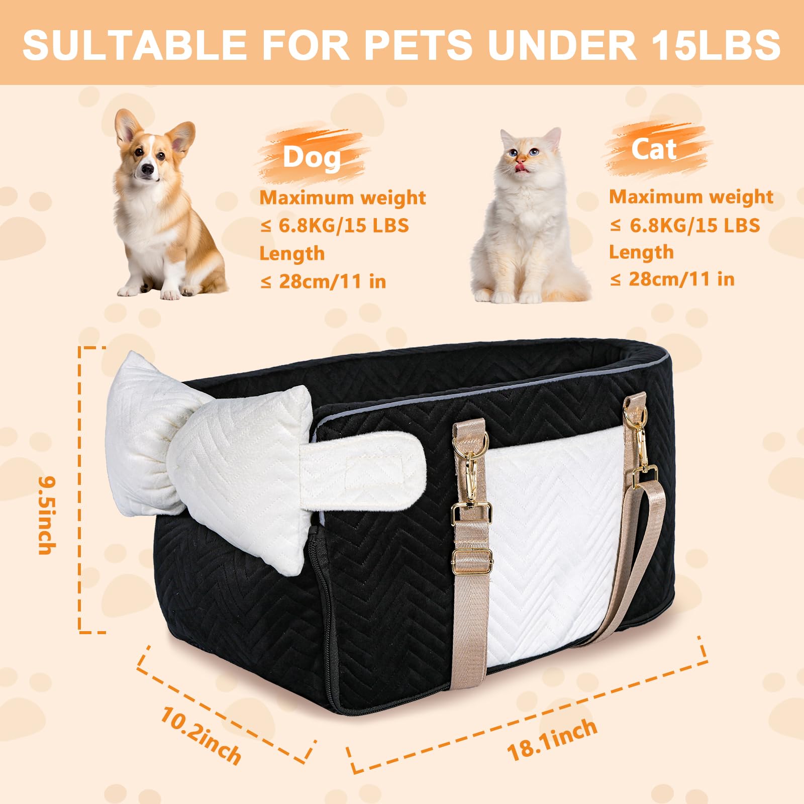 Homsunyi dog car seat showing soft fleece material for comfort.