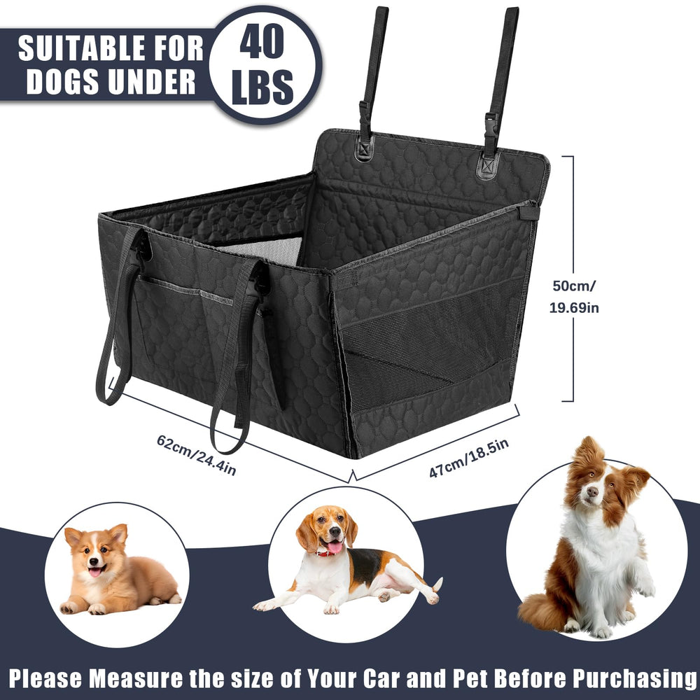 Homsunyi foldable pet car seat with safety belt provides secure restraint during sudden stops.