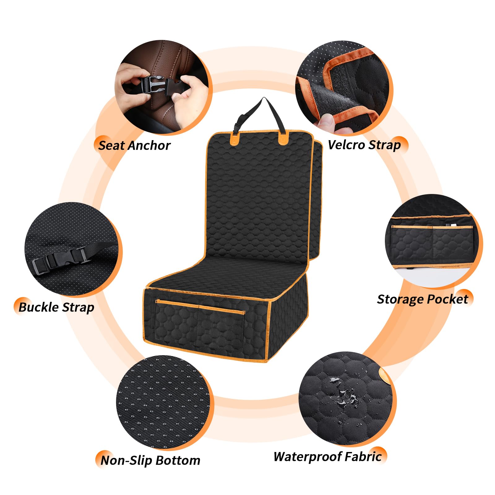 Homsunyi front seat cover scratch-proof fabric shields seat from paw damage