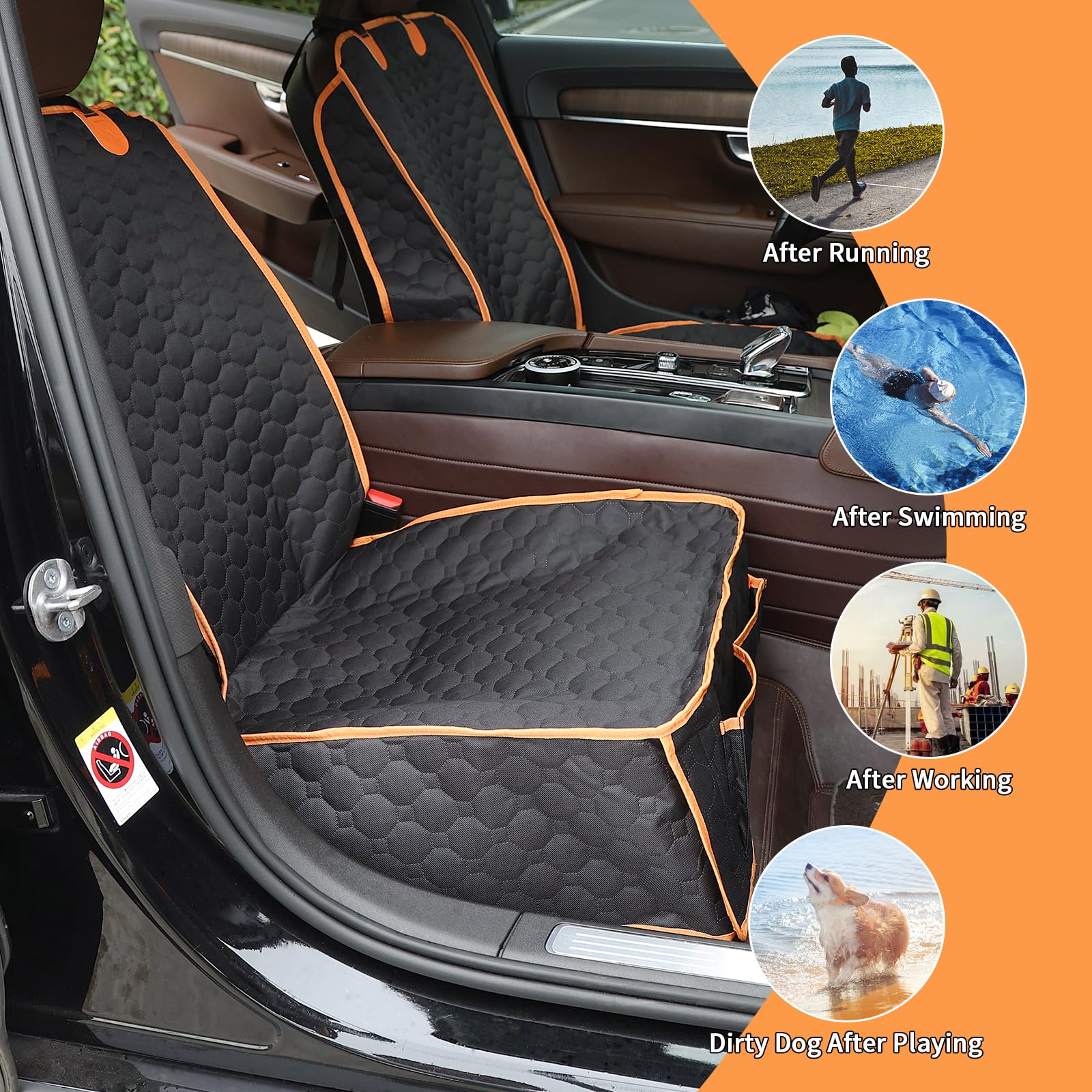 Homsunyi front seat cover side flaps protect seat edges from scratches