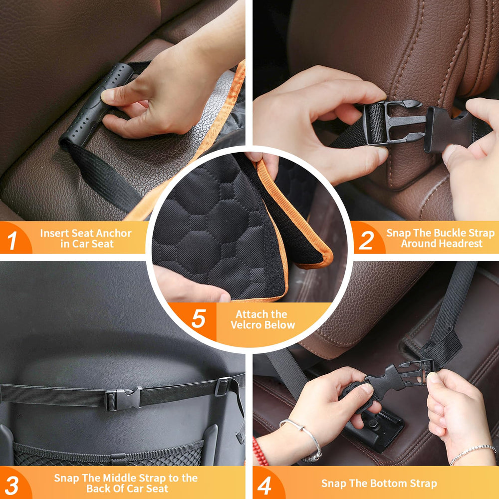Homsunyi front seat cover storage pockets keep toys and snacks within reach