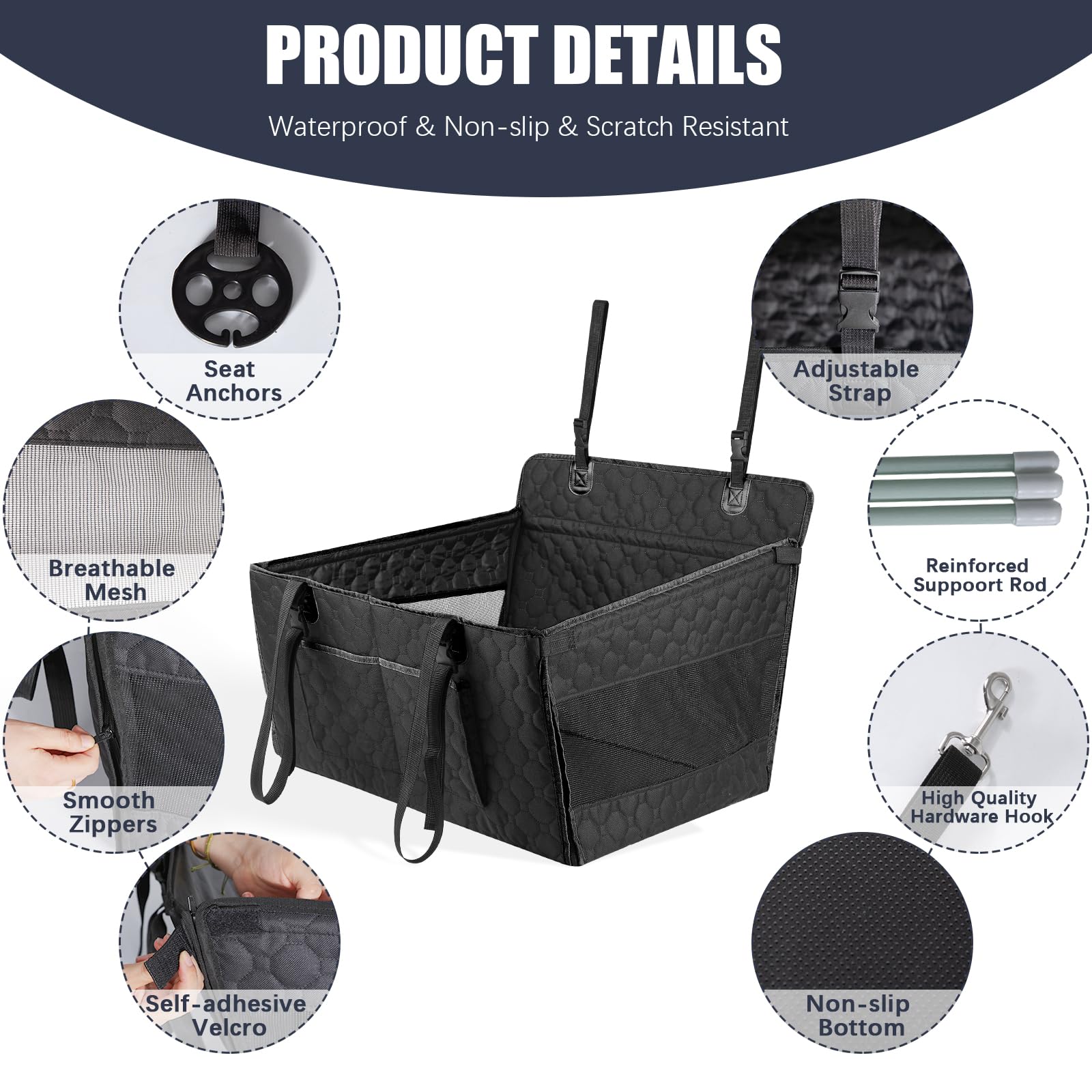 Homsunyi waterproof bottom protects car upholstery from spills and dirt.