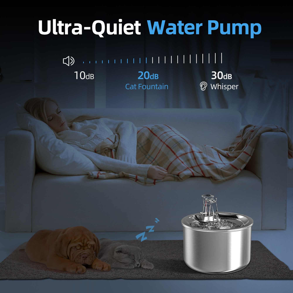Homtyler cat water fountain flowing water appeals to pets and encourages drinking.