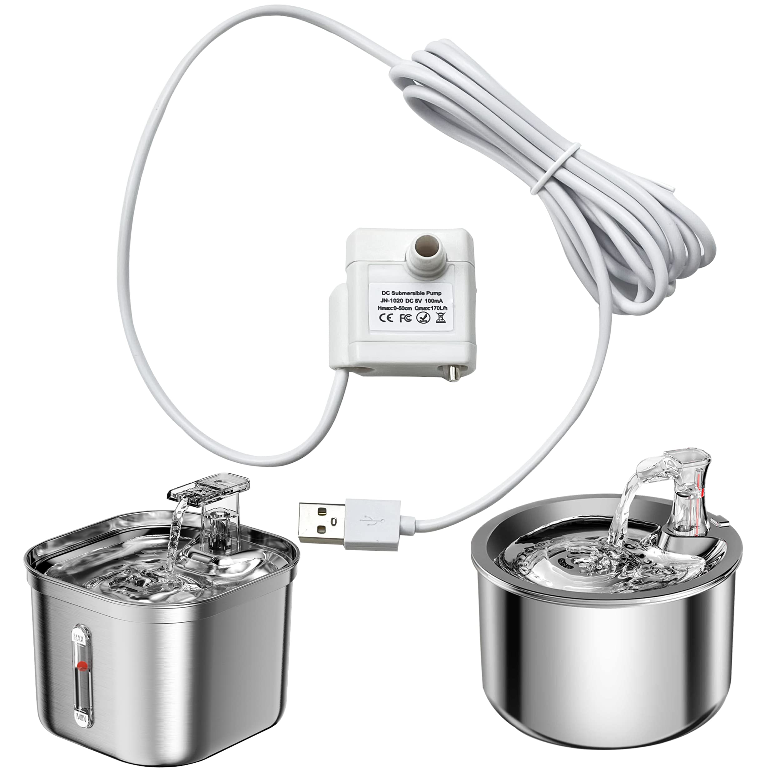 Homtyler cat water fountain pump in quiet operation for peaceful hydration at home