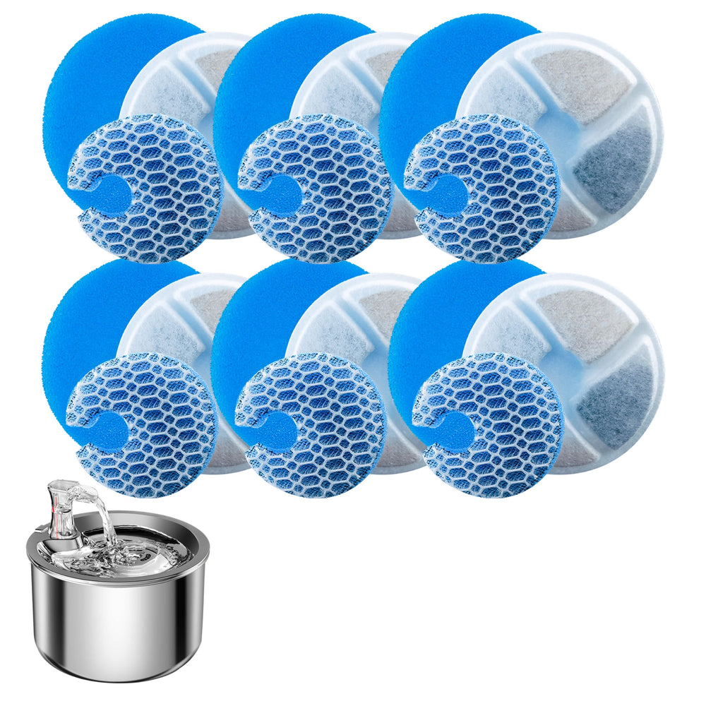 Homtyler stainless steel cat fountain filters 6-pack ready to keep water clean and tasty