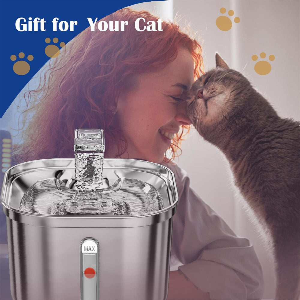 Homtyler water fountain shows flowing water to entice pets to drink.
