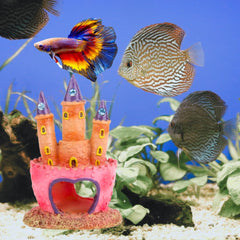 HoneTeek pink castle decor offers easy cleaning and maintenance in busy tanks.