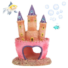 HoneTeek pink castle decoration shines as a vibrant focal point in your aquarium.