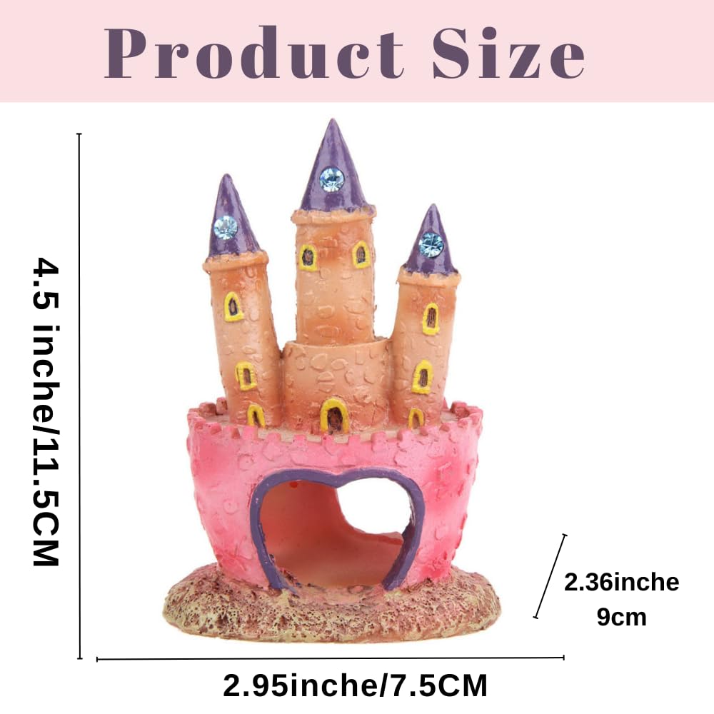 HoneTeek pink castle resin detail highlights durable non-toxic material for safe tanks.