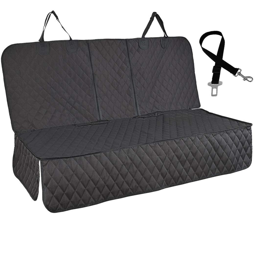 HONEST OUTFITTERS dog seat cover with side flap protects backseat from spills and fur.
