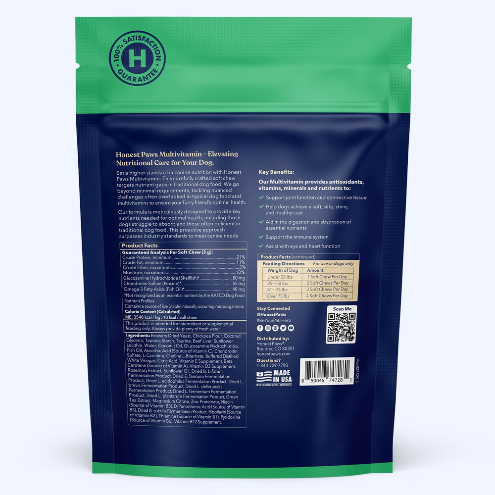 Honest Paws omega-3 rich blend supports skin, coat and overall wellness.
