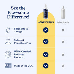 Honest Paws conditioner bottle dispense showing detangling and smoothing benefits