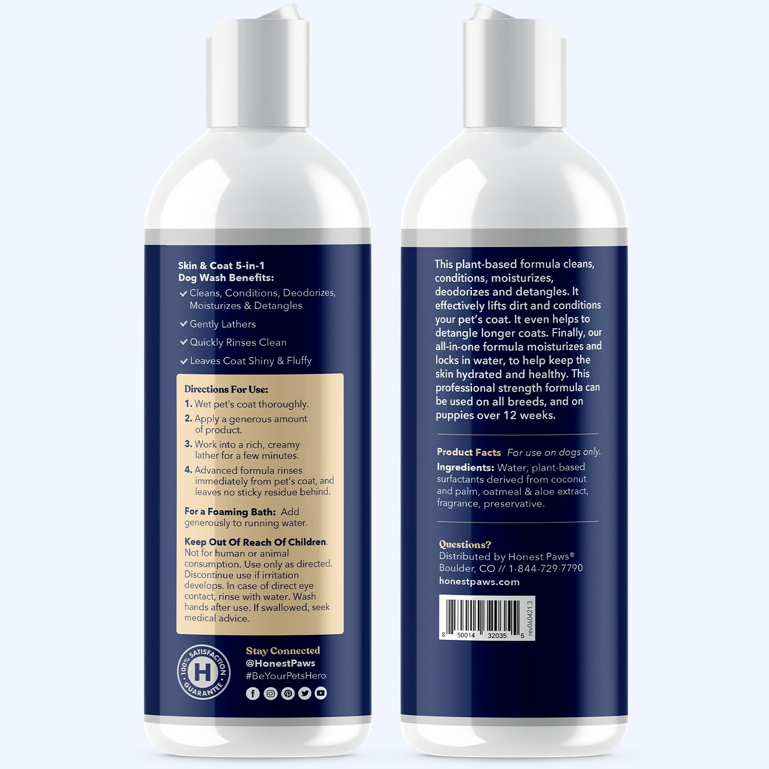 Honest Paws bottle highlights plant-based, gentle cleansing