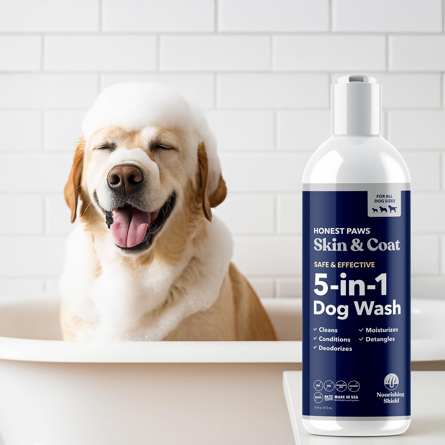 Honest Paws bottle shows sulfate-free, paraben-free formula