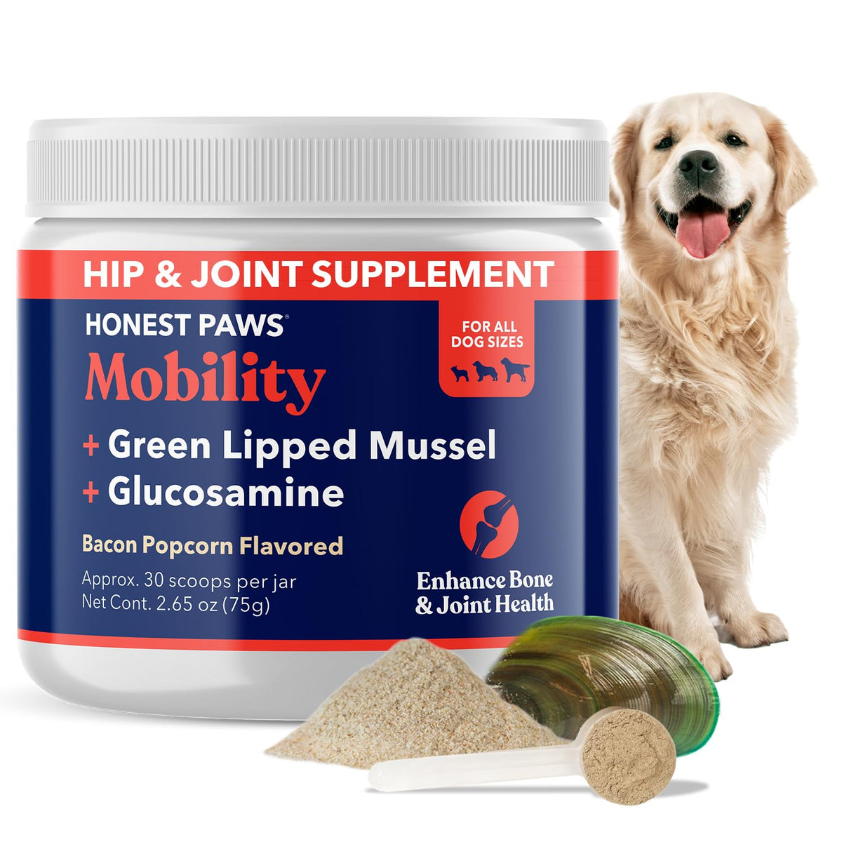 Honest Paws Glucosamine bottle offers simple joint support for dogs during daily activities