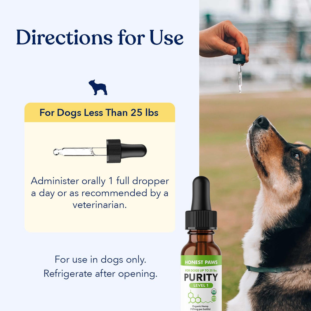 Honest Paws hemp oil label emphasizes omega 3-6-9 for skin and joint support.