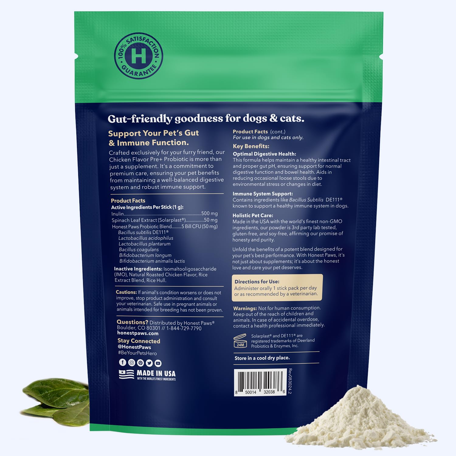 Honest Paws Probiotics prebiotic probiotic blend graphic